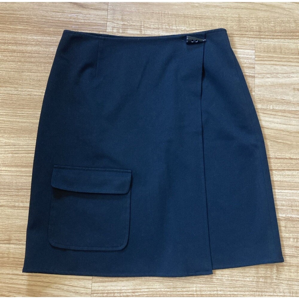 Talbots Women's 4 Black Stretch Wrap Knee-Length Skirt with Pocket